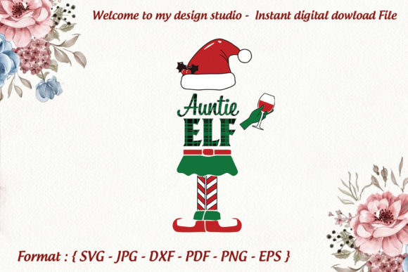Auntie Elf Christmas Svg