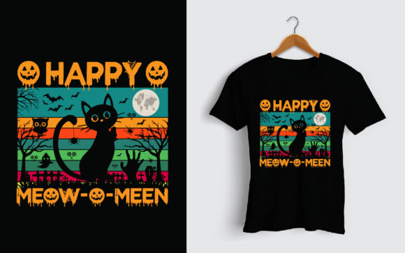 Happy Halloween Cat T Shirt Design