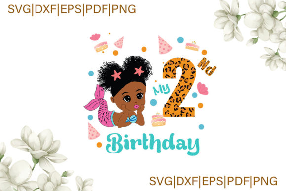 Mermaid 2nd Birthday Cake Sublimation