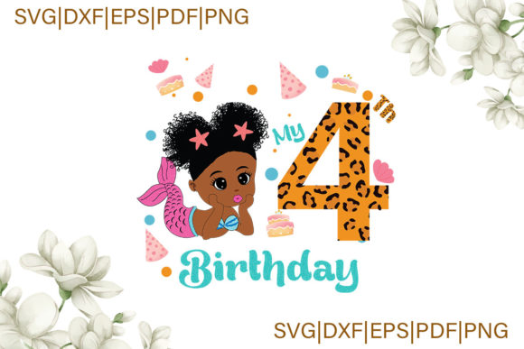Mermaid 4th Birthday Gift for Daughter