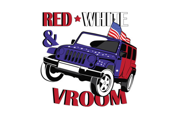Red White Vroom Independence Day Svg